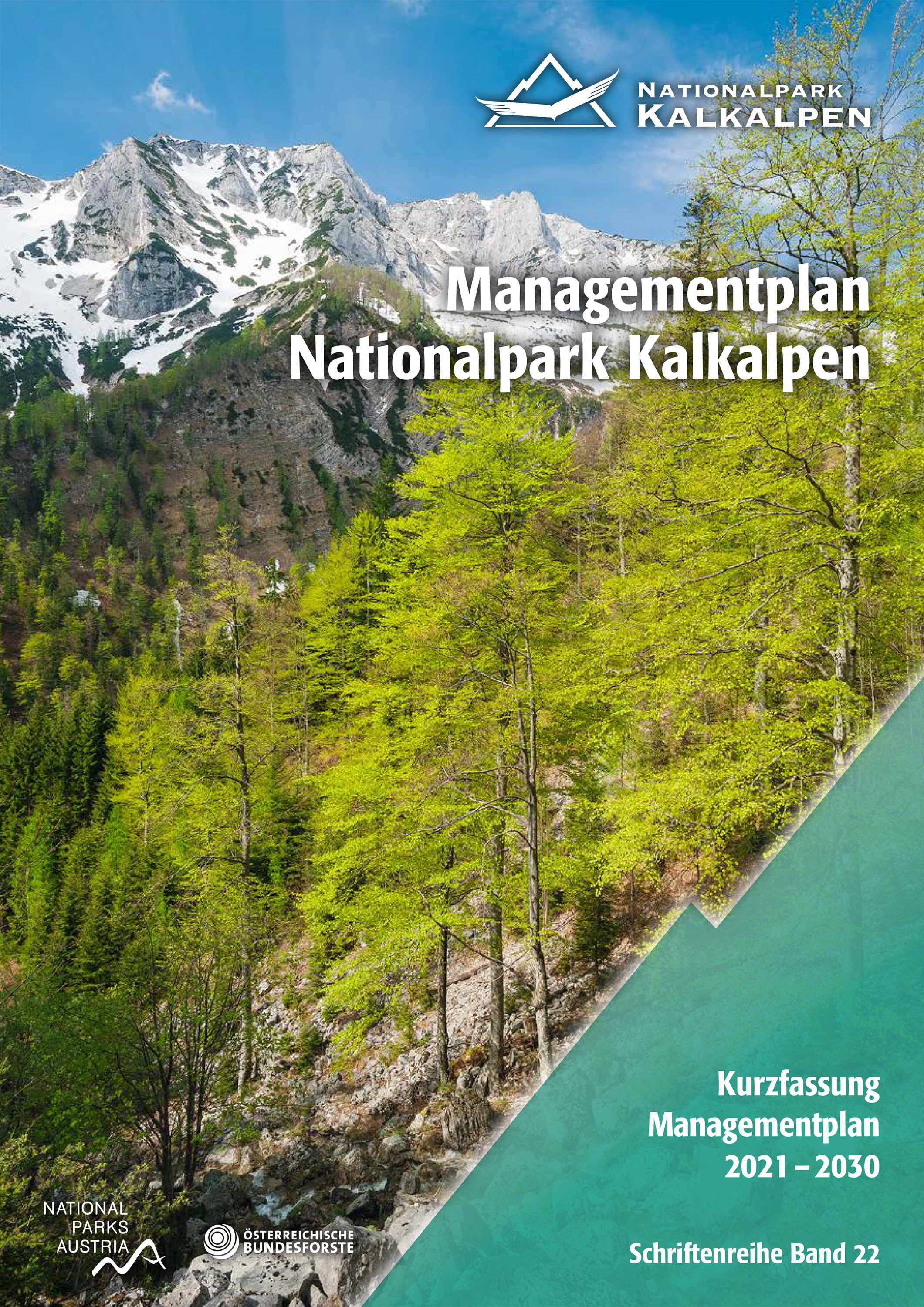 Cover picture Management plan with beech forest in front of limestone cliffs with snowfields